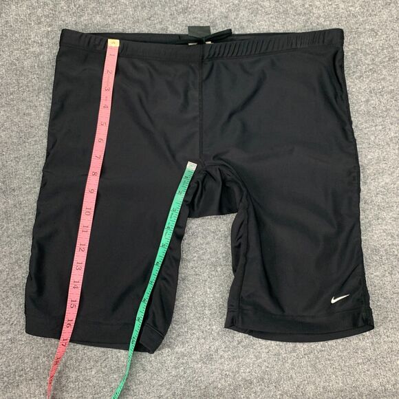 Nike Swim Short Mens 38 Black Fitted Stretch Nylon Blend Internal Drawstring - Picture 11 of 15